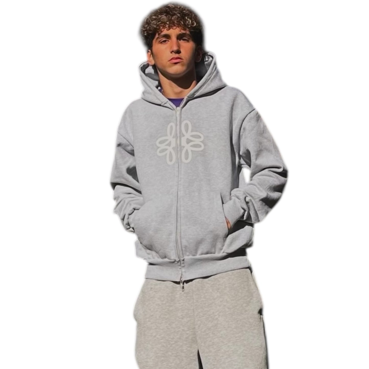 GRAUER HOODIE MIT DOPPELZIP