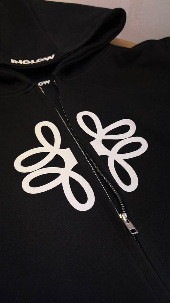 SCHWARZER HOODIE MIT DOPPEL-REISSVERSCHLUSS